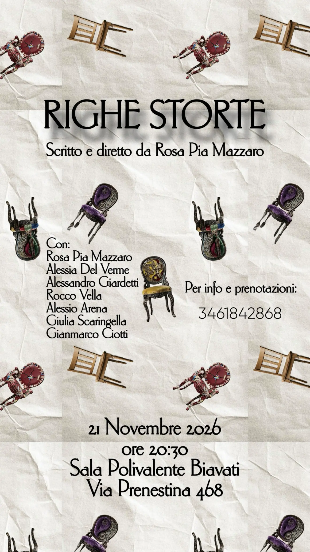 Locandina evento Righe storte - Arpisia Teatro